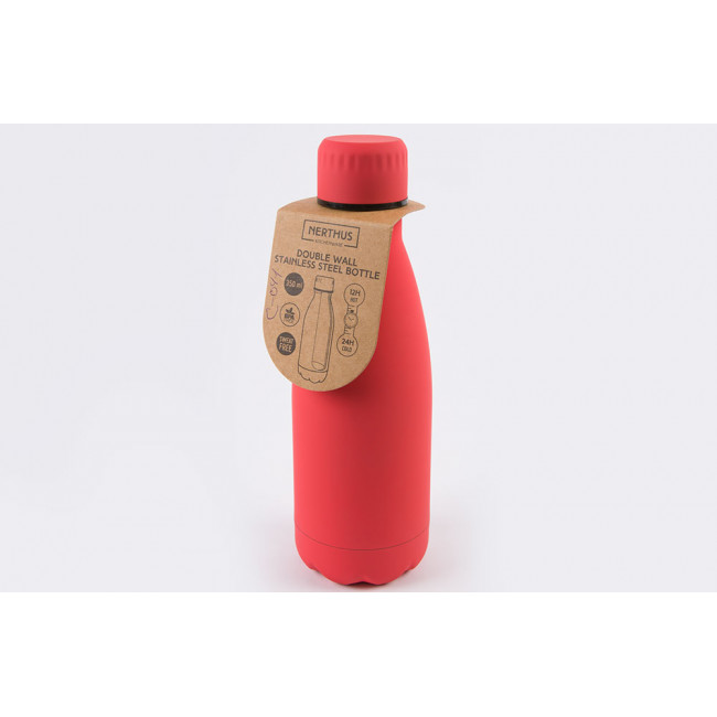 Water bottle, coral pink, H22xD7cm, 350ml