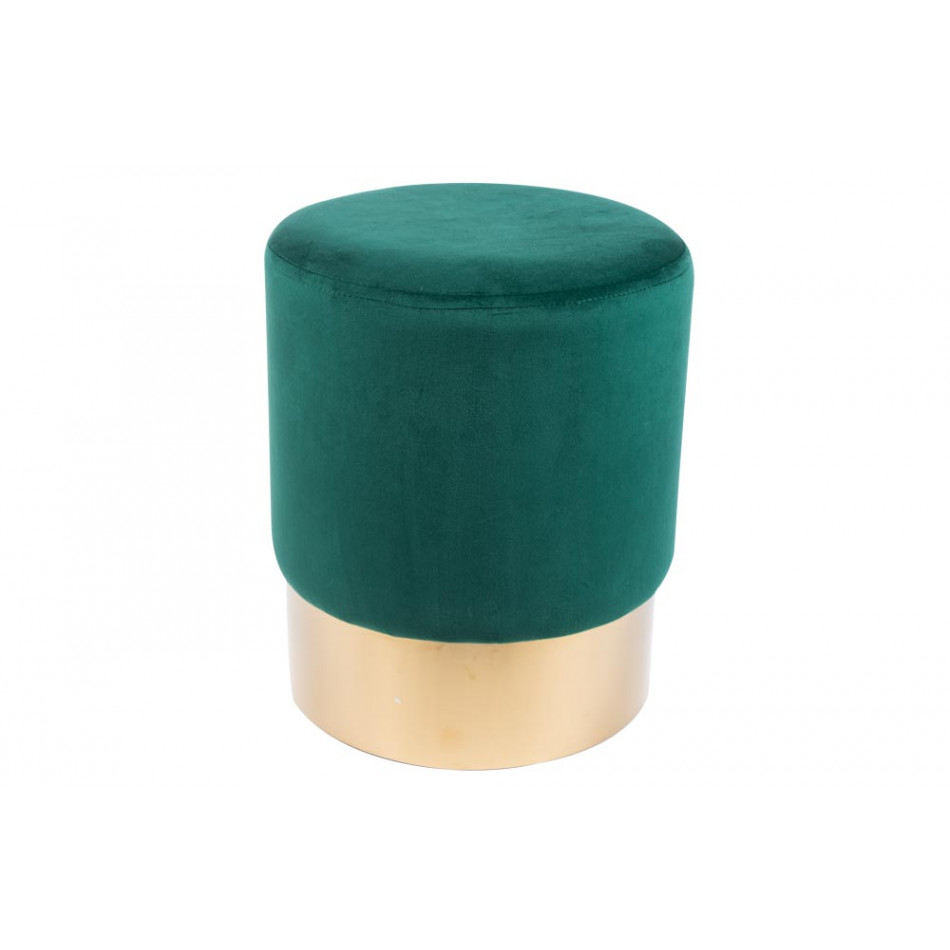 Stool  Noto, emerald green/golden base, 35x42cm