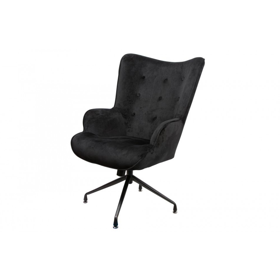 Armchair Dallas, black, velvet, 103x75.5x70cm, seat height 50cm