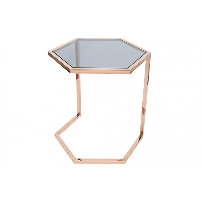 Side table Edsberg M, toned glass/rose gold, H55cm D47cm