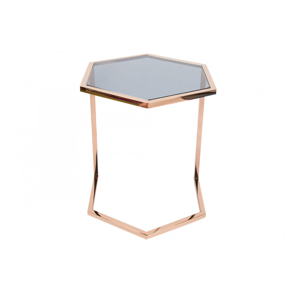 Side table Edsberg M, toned glass/rose gold, H55cm D47cm