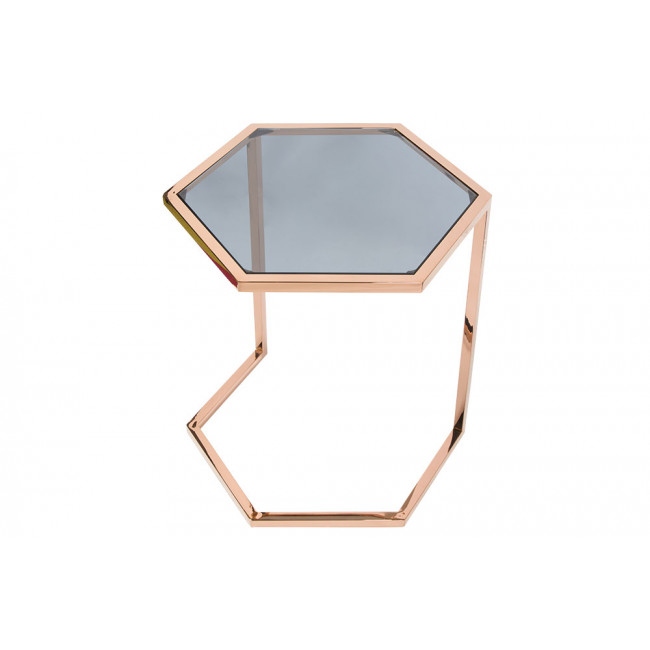 Side table Edsberg M, toned glass/rose gold, H55cm D47cm