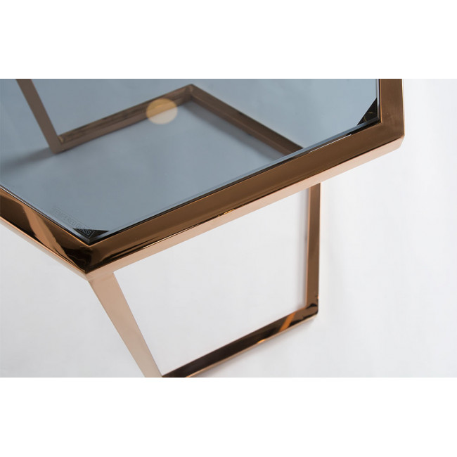 Side table Edsberg M, toned glass/rose gold, H55cm D47cm