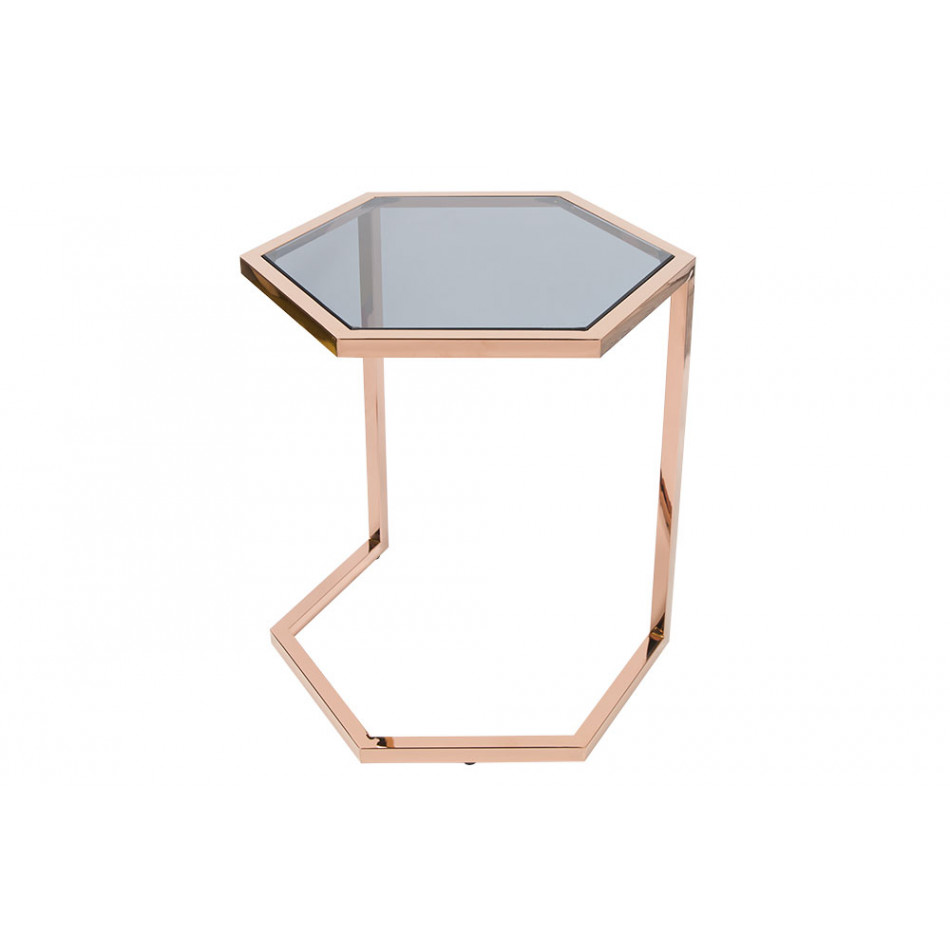 Side table Edsberg S, toned glass/rose gold, H50cm D41cm