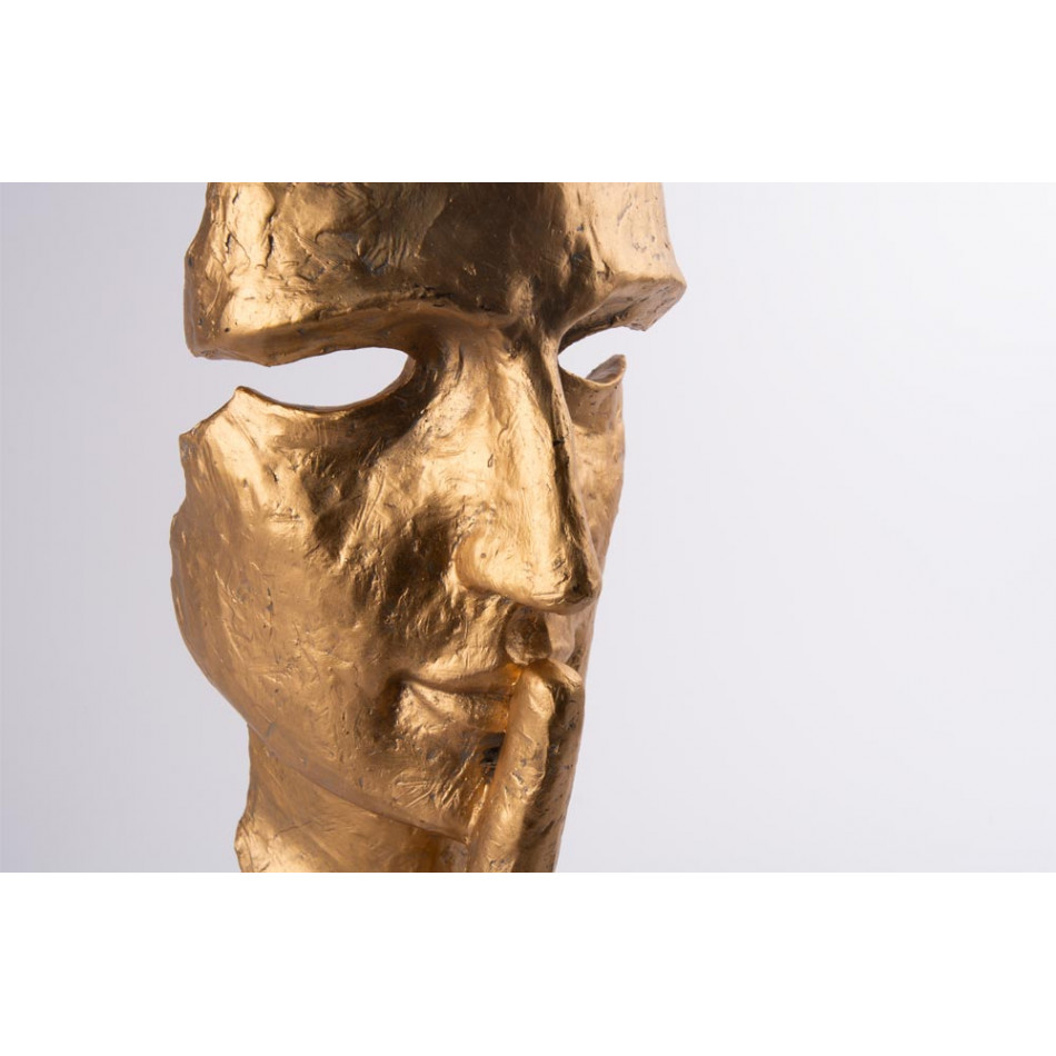 Decorative Sculpture Silence, golden/black, 13x13x39cm