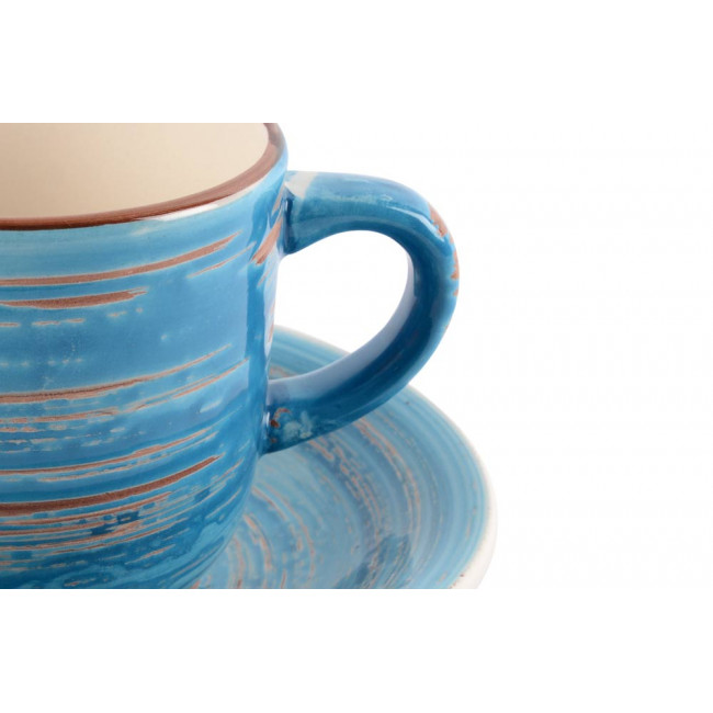 Coffee Cup with Saucer Swirl Blue, H7.5x15.2cm