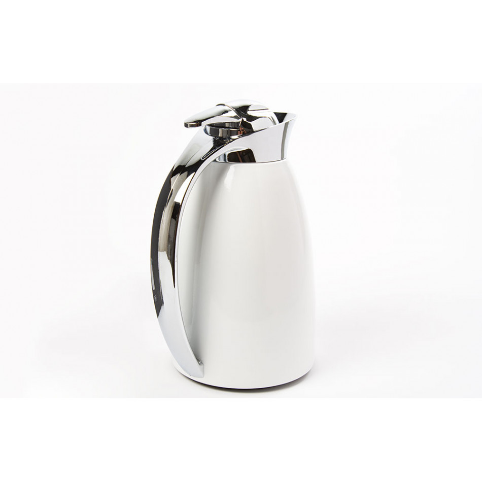 Decanter, metal/glass, white colour, 1L, 16x13x25cm