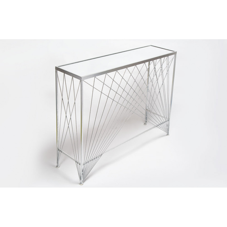 Console Bamberg M, mirror top, silver colour, 90x25x70cm