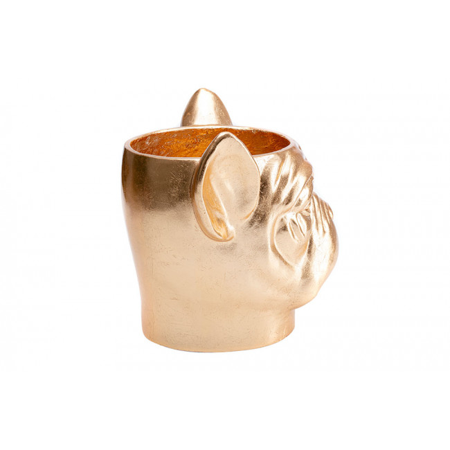 Deco planter Bulldog, golden, 37x33x34c