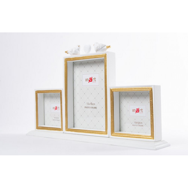 Table photo frame white/gold, 10x10cm/13x18cm