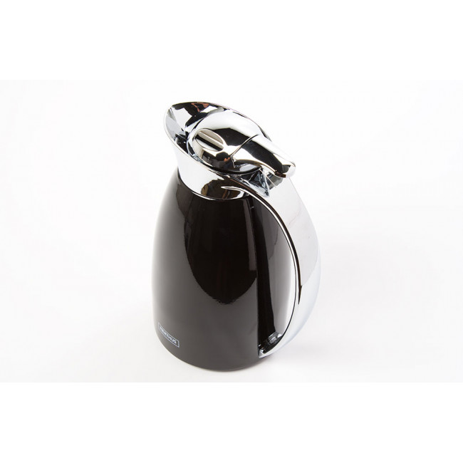 Decanter, metal/glass, black colour, 1L, 16x13x25cm