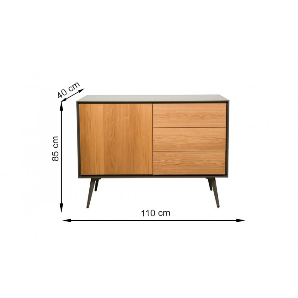 Sideboard Dallen, ash wood veneer, 110x40x85cm