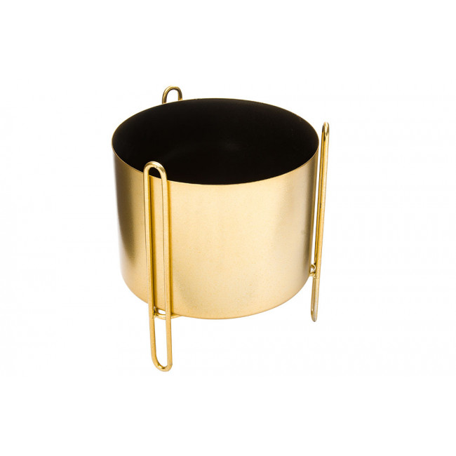 Flower pot, metal, gold colour, D21x25cm