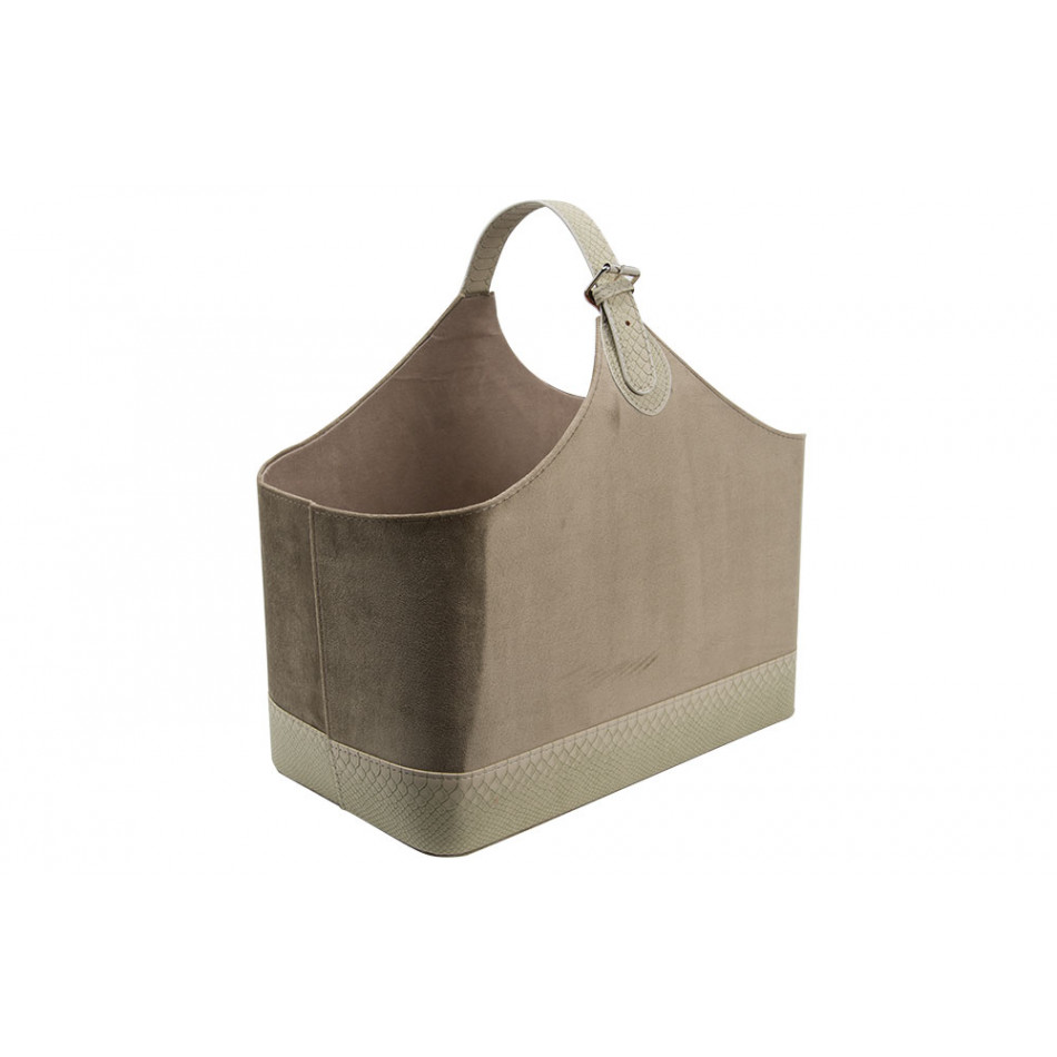 Magazine bag Trianda L, taupe velvet, 40x24x34cm