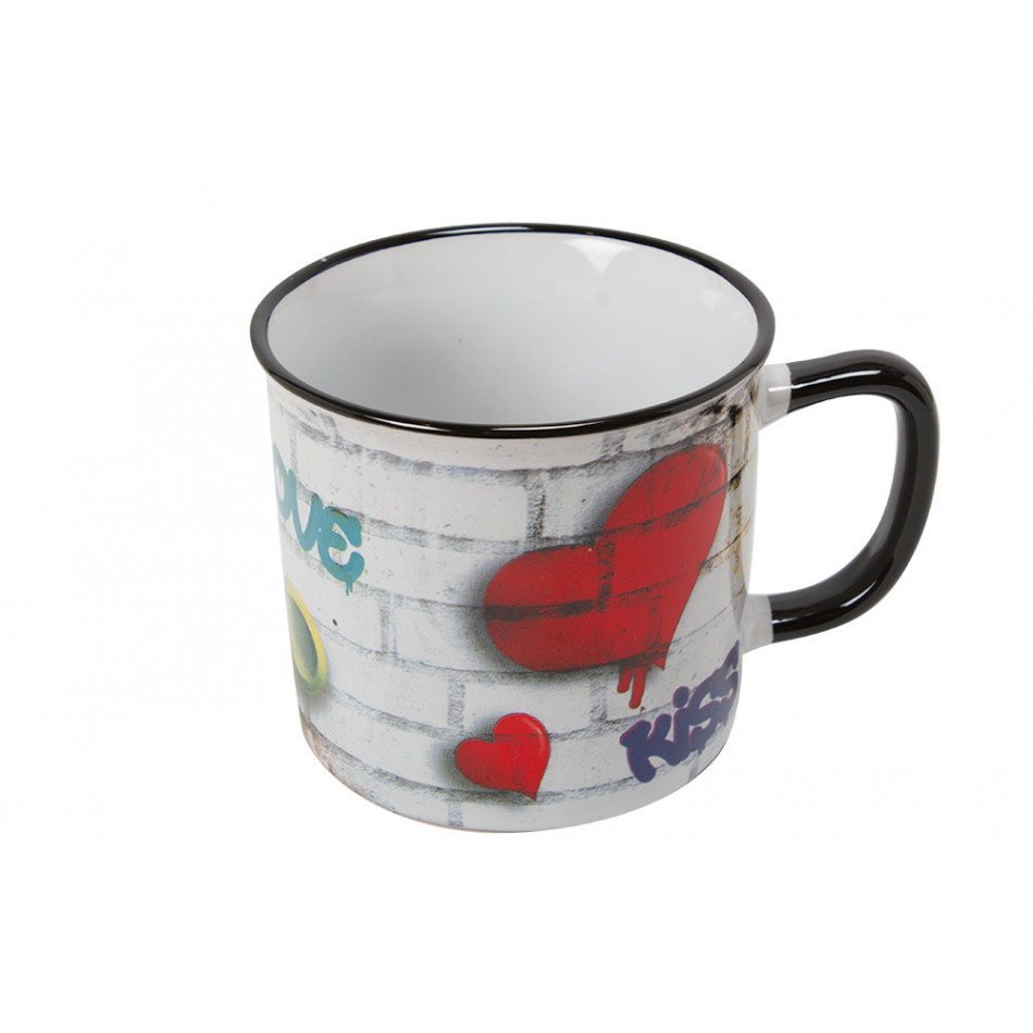 Mug Streetart Love/Kiss/Sweet, H9cm