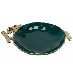 Decorative bowl  Walta I, green/gold, 29.5x22x5.3cm