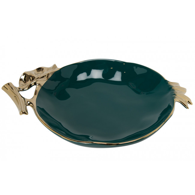 Decorative bowl  Walta I, green/gold, 29.5x22x5.3cm