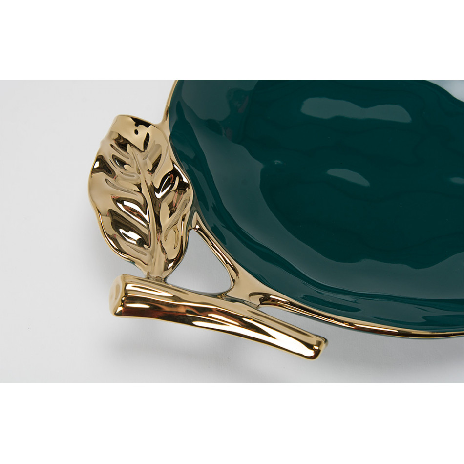 Decorative bowl  Walta I, green/gold, 29.5x22x5.3cm