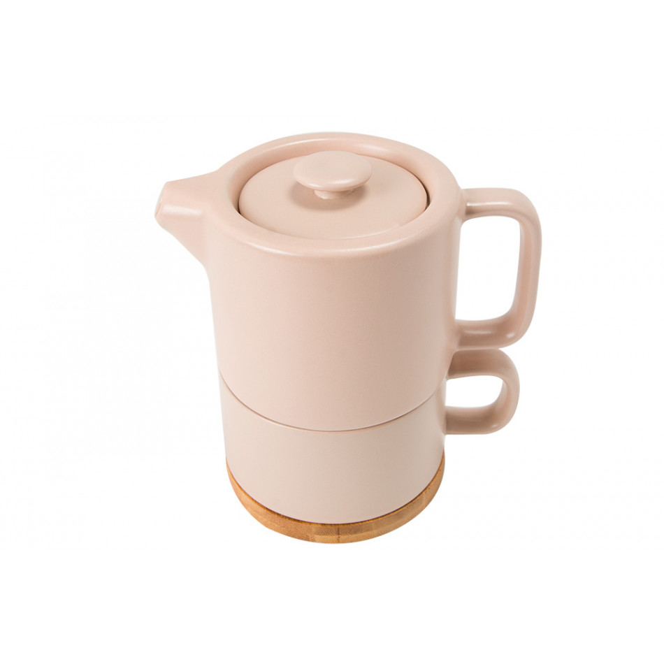 Teapot with cup, pink 400ml