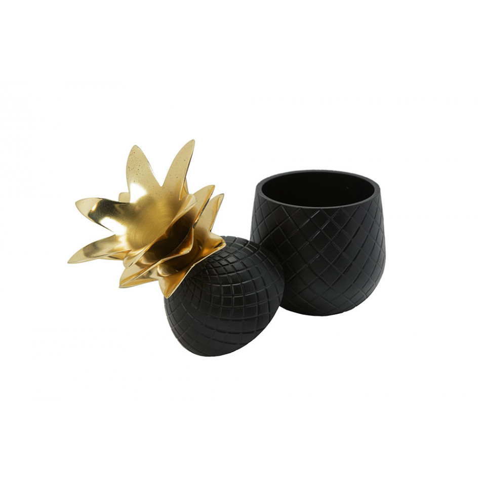 Decorative Pineapple box, black/gold, 22cm