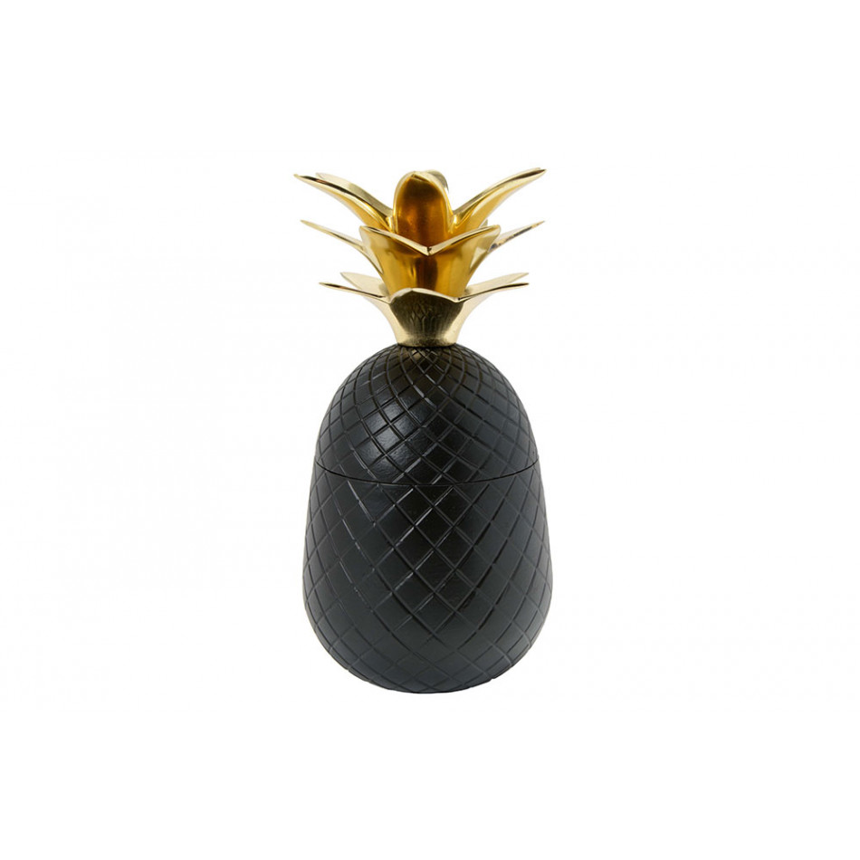 Decorative Pineapple box, black/gold, 22cm