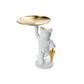 Decorative figure Cat with tray, white/golden, 20x17x27cm