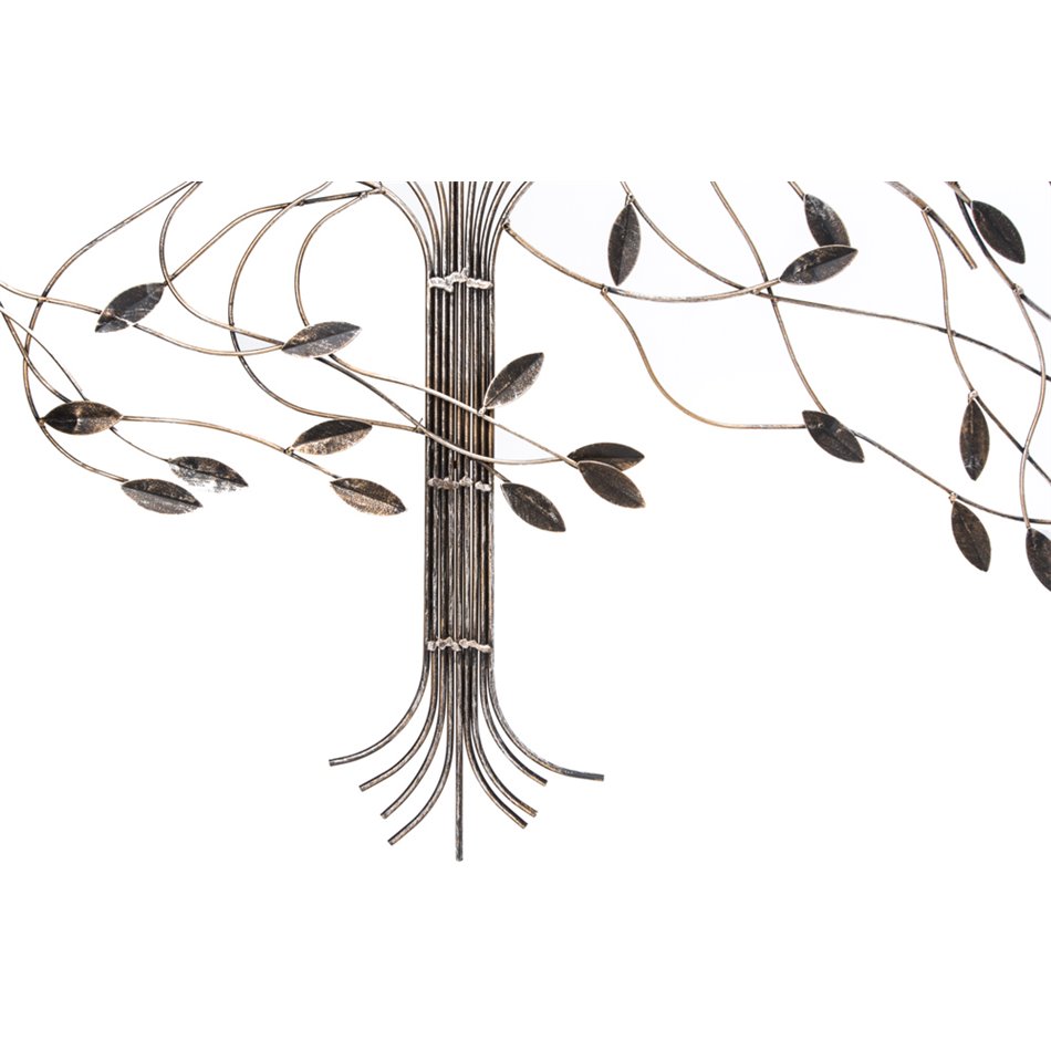 Metal wall deco TREE, golden/silver/black, 109x2x72cm