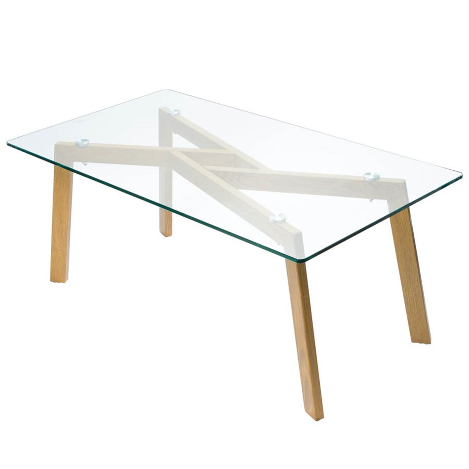 Table basse Taho, glass/steel, 110x60x45cm