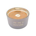 Scented soy candle in glass jar You are a diamond, grey, 35h, D9x5cm