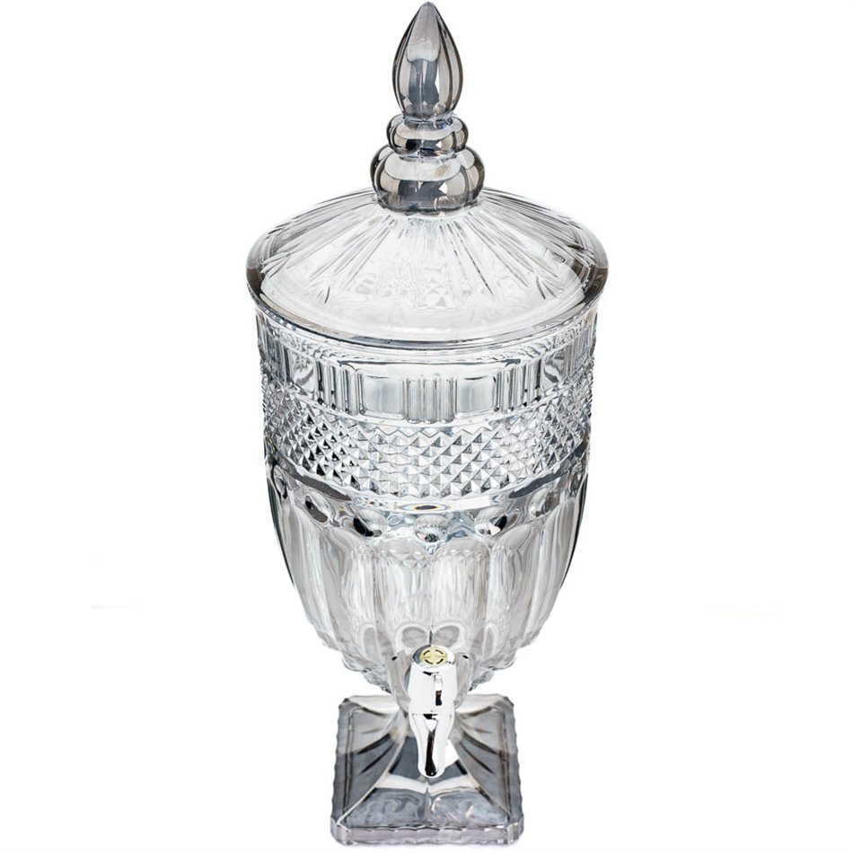 Glass jar with tap, grey, D20x52cm