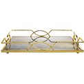 Tray S, metal/glass, golden/brown, 35x25x6cm