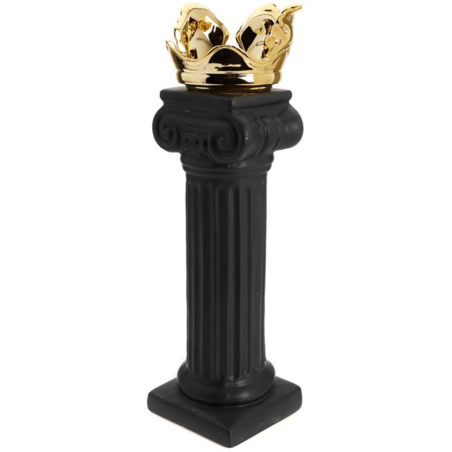 Ceramic vase Column, black/golden, 33x10x9cm