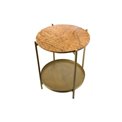 Table Lizi, brass antique/ artificial marble top, D41x51cm