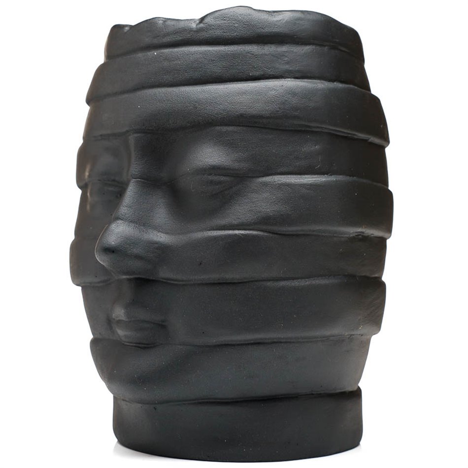 Vase Head , black, 15x15x19cm