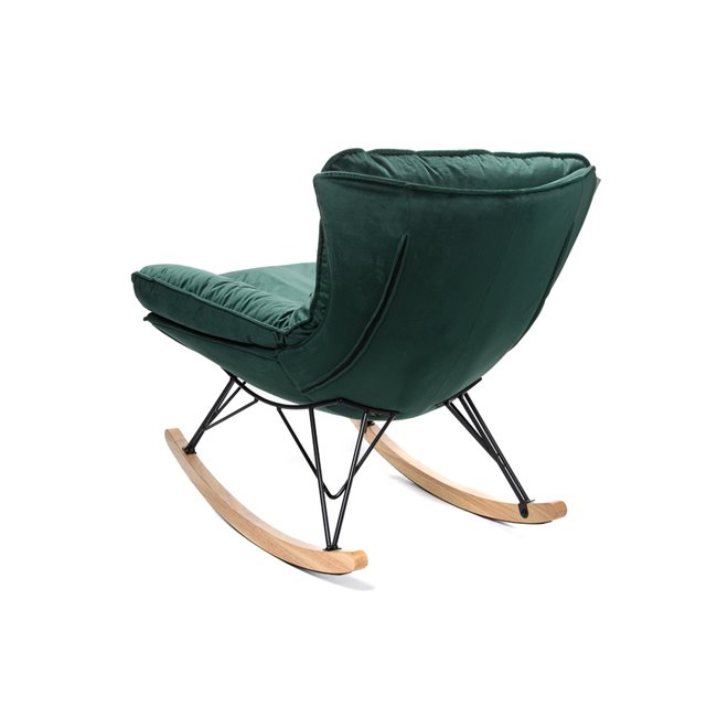 Rocking chair Damme 57, green,velvet,H77x80x90cm seat h.50cm