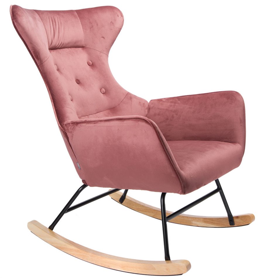 Rocking chair Dammari 44,pink,velvet,H96x68x74cm,seat h.40cm