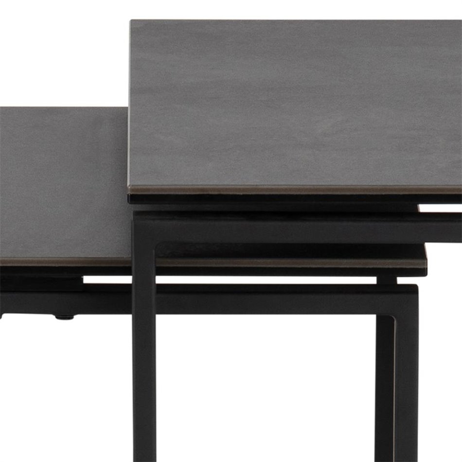 Nest table set Akatri, black, ceramic top, H55cm, D50cm