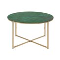 Coffee table Alis, golden/green, glass, H45cm, D80cm 