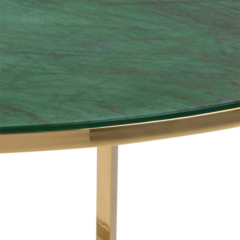 Coffee table Alis, golden/green, glass, H45cm, D80cm 