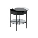 Coffee table Atipton, black/grey, glass top, H50cm, D45cm