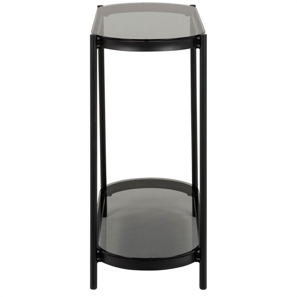 Console Ayonne, oval, black/grey, glass top, H76x86x35cm