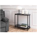 Console Ayonne, oval, black/grey, glass top, H76x86x35cm