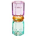 Crystal candleholder, mint/amber/violet,  H14cm, D5.5cm