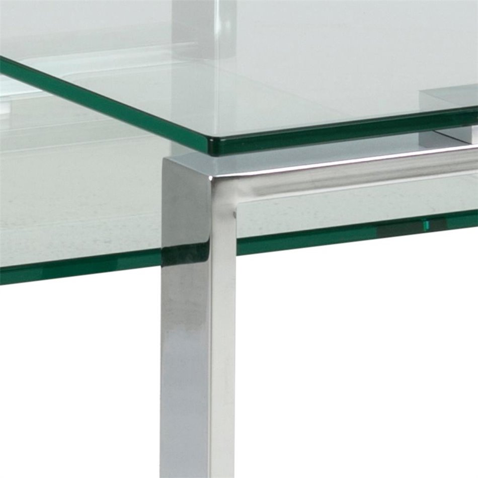 Coffee table set Akatrine, 2 pcs, glass/silver,  H45x115x69cm