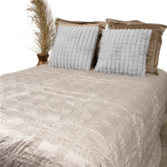 Bed cover Juta, taupe, velvet, 160x220cm