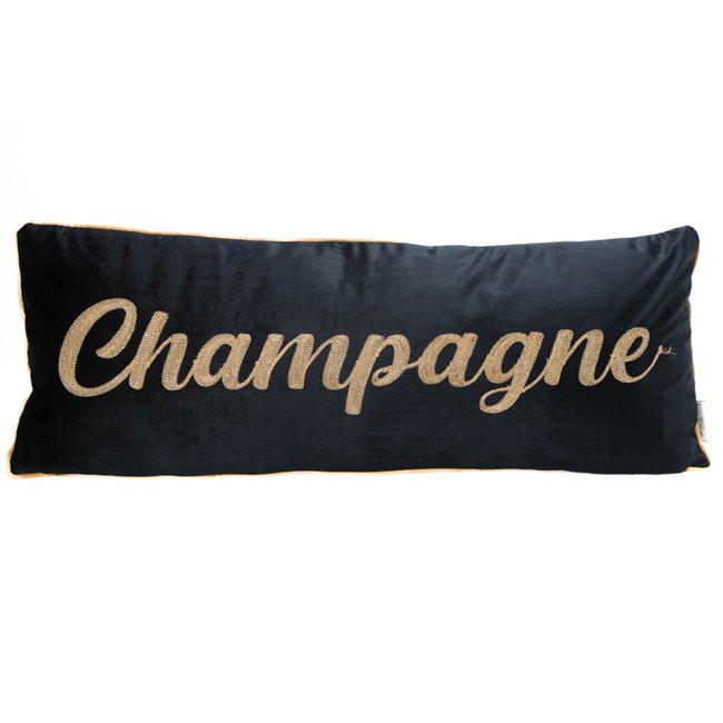 Cushion Champagne, velvet, black, 80x30cm