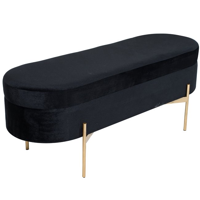 Bench with storage box Marlov, black, 120x43x47cm