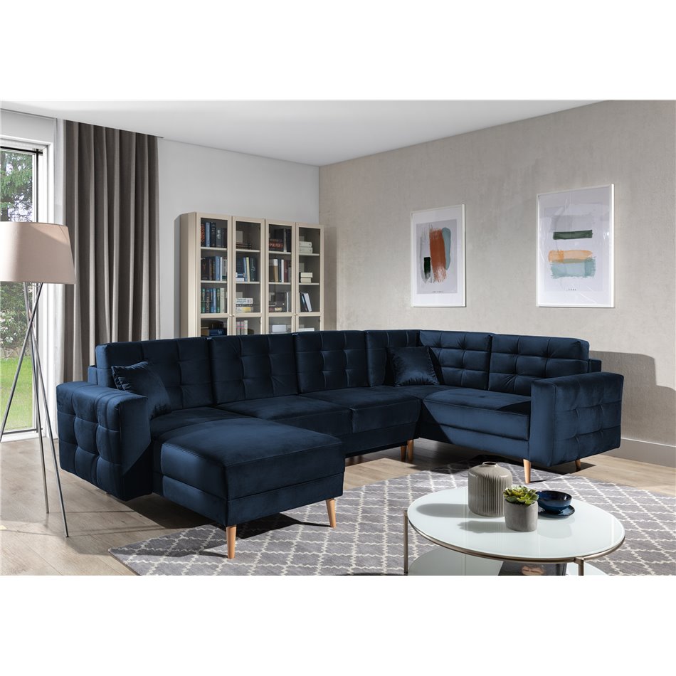 Corner sofa Elsgard U Reversible, Monolith 79, blue, H93x326x202