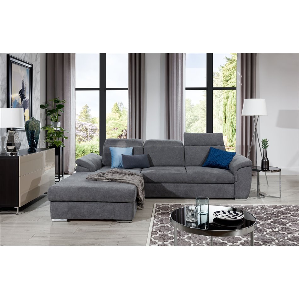 Corner sofa Eltrevisco L, Omega 13, gray, H100x272x216