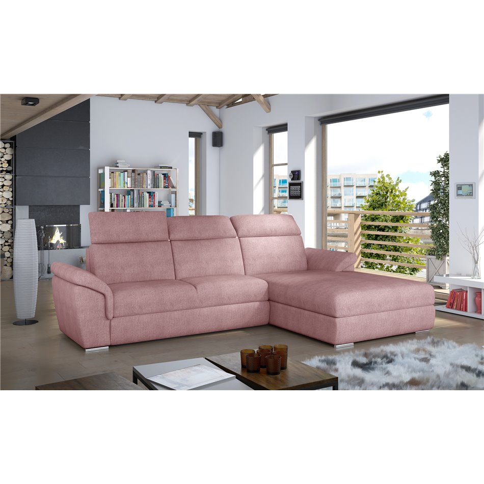 Corner sofa Eltrevisco R, Omega 91, pink, H100x272x216